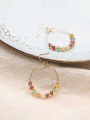 FatFace Multi Colour Bead Hoop Earrings - Image 2 of 2