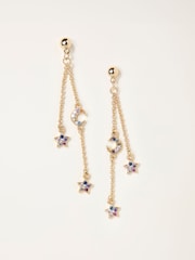 FatFace Gold Tone Star and Moon Chain Earrings - Image 1 of 2
