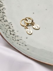 FatFace Gold Tone Embossed Earrings - Image 2 of 2