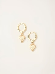 FatFace Gold Tone Heart Drop Earrings - Image 1 of 2