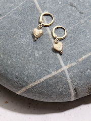 FatFace Gold Tone Heart Drop Earrings - Image 2 of 2