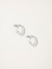 FatFace Silver Tone Leaf Huggie Earrings - Image 1 of 2