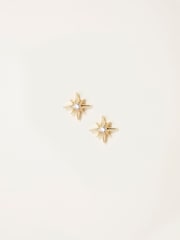 FatFace Gold Tone Textured Star Stud Earrings - Image 1 of 2