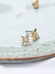 FatFace Gold Tone Textured Star Stud Earrings - Image 2 of 2