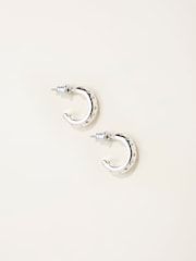 FatFace Silver Tone Gem Huggie Earrings - Image 1 of 2