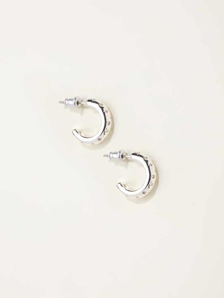 FatFace Silver Tone Gem Huggie Earrings - Image 1 of 2 FatFace Silver Tone Gem Huggie Earrings - Image 1 of 2
