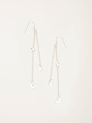 FatFace Silver Tone Star ad Moon Chain Earrings - Image 1 of 2
