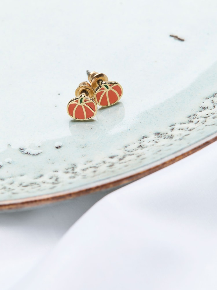 FatFace Orange Pumpkin Stud Earrings - Image 2 of 2 FatFace Orange Pumpkin Stud Earrings - Image 2 of 2