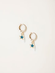 FatFace Teal Blue Enamel Star Drop Earrings - Image 1 of 2