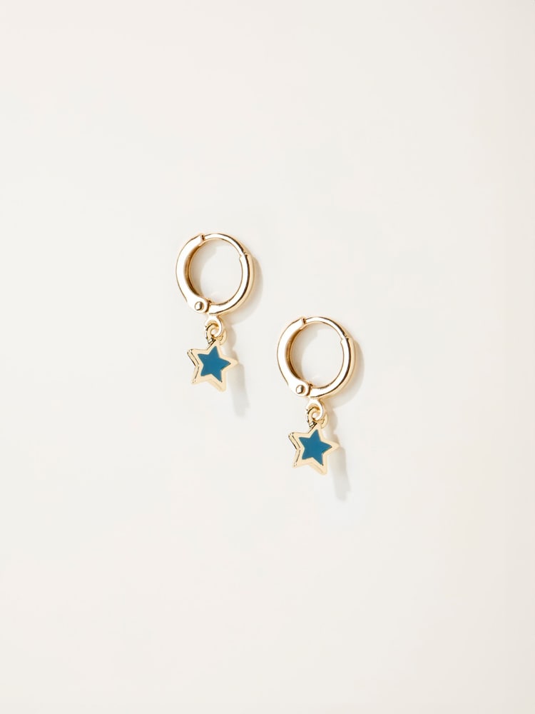 FatFace Teal Blue Enamel Star Drop Earrings - Image 1 of 2