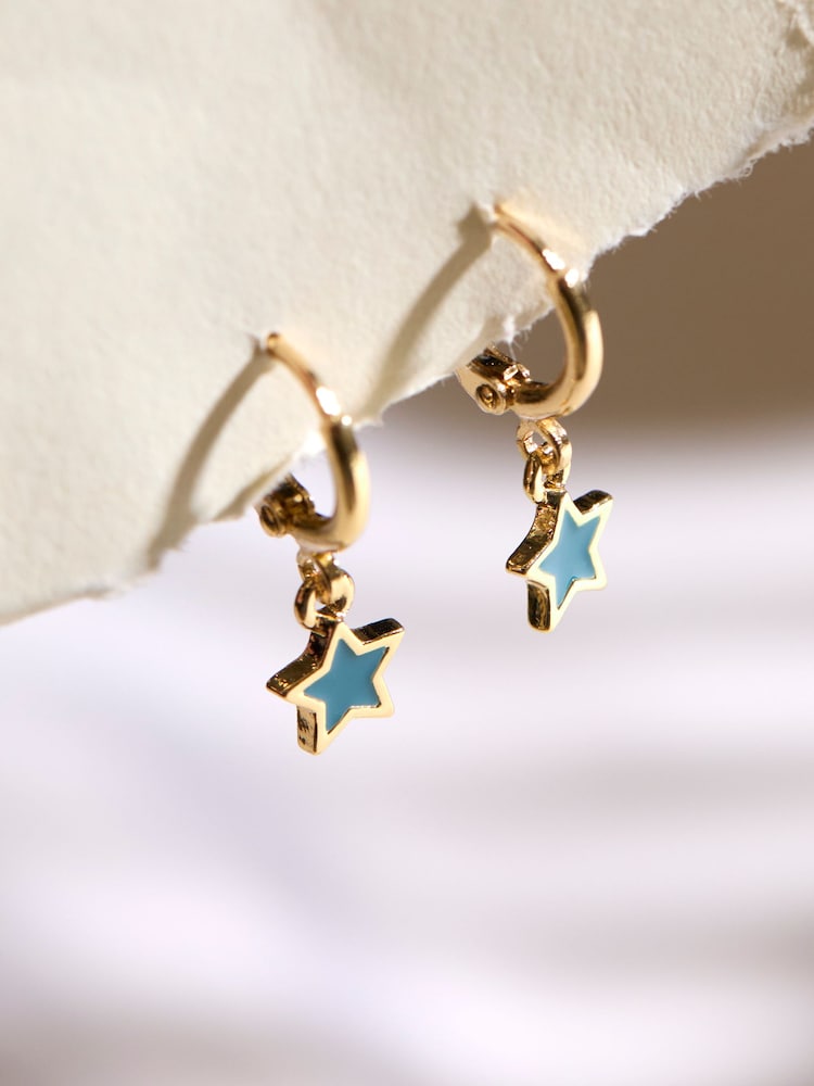 FatFace Teal Blue Enamel Star Drop Earrings - Image 2 of 2 FatFace Teal Blue Enamel Star Drop Earrings - Image 2 of 2