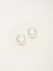 FatFace Silver Tone Textured Hoop Earrings - Image 1 of 2