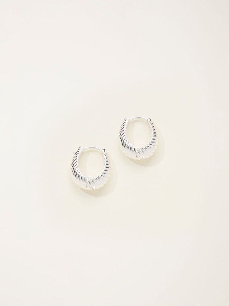 FatFace Silver Tone Textured Hoop Earrings - Image 1 of 2