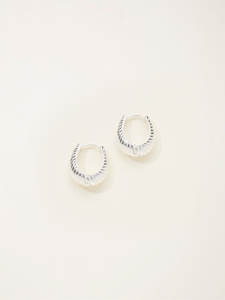 FatFace Silver Tone Textured Hoop Earrings - Image 1 of 2 FatFace Silver Tone Textured Hoop Earrings - Image 1 of 2