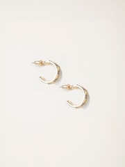FatFace Navy Bliue Enamel Daisy Hoop Earrings - Image 1 of 2