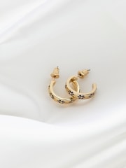 FatFace Navy Bliue Enamel Daisy Hoop Earrings - Image 2 of 2