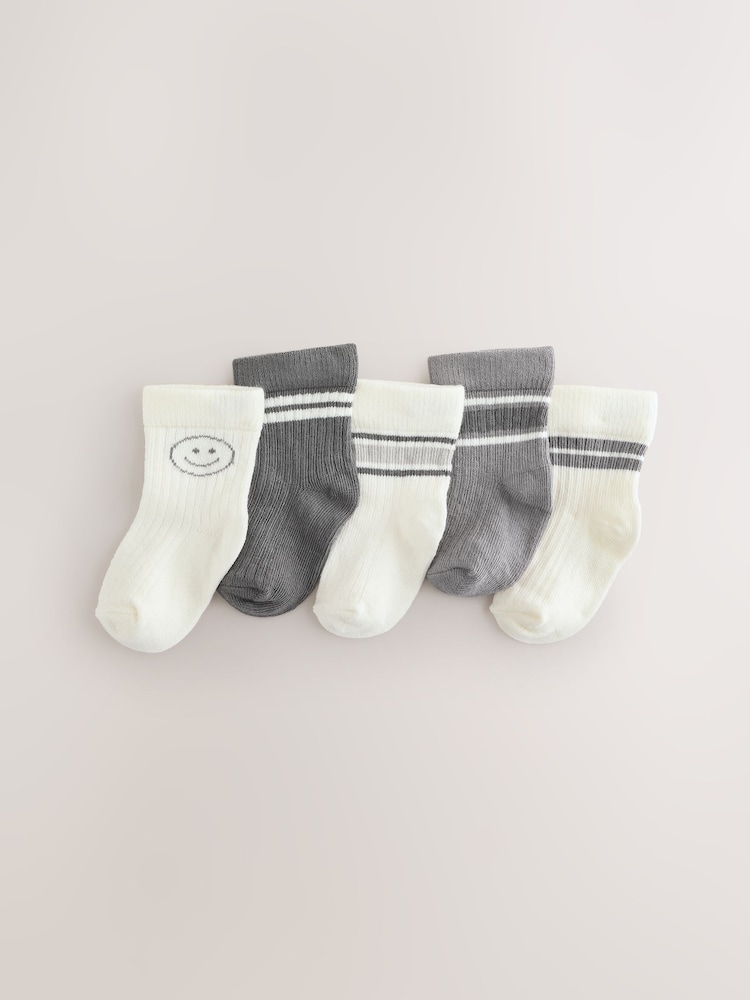 Grey Baby Socks 5 Pack (0mths-2yrs) - Image 1 of 3 Grey Baby Socks 5 Pack (0mths-2yrs) - Image 1 of 3