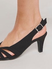 JD Williams Black Extra Wide Fit Peep Toe Heeled Slingback - Image 4 of 5