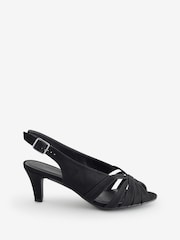 JD Williams Black Extra Wide Fit Peep Toe Heeled Slingback - Image 5 of 5