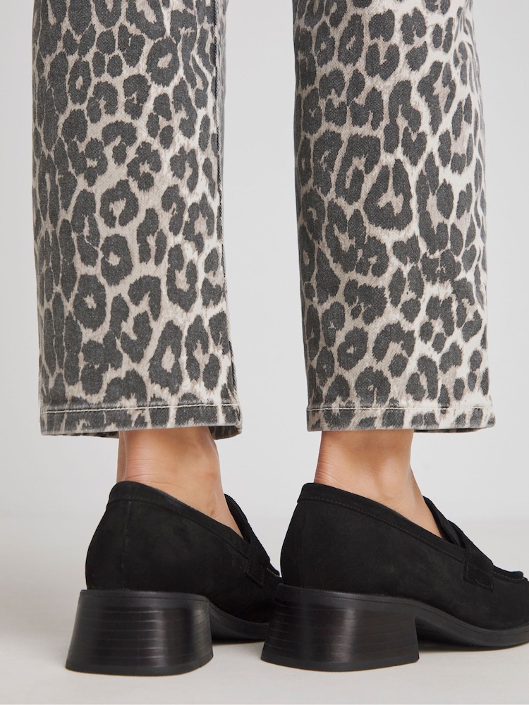 JD Williams Black Low Block Heel Loafers In Extra Wide Fit - Image 2 of 4