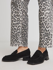 JD Williams Black Low Block Heel Loafers In Extra Wide Fit - Image 3 of 4