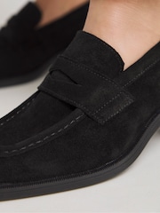 JD Williams Black Low Block Heel Loafers In Extra Wide Fit - Image 4 of 4
