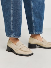 JD Williams Natural Extra Wide Fit Low Block Heel Loafers - Image 2 of 4