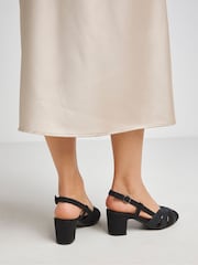 JD Williams Black Extra Wide Fit Peep Toe Slingback Shoes - Image 2 of 4