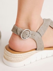 JD Williams Natural Wide Fit Leather Crossover Sandals In Wide Fit - Image 3 of 4