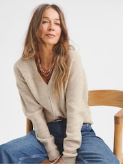 JD Williams Natural Sponge V-Neck Jumper - Image 1 of 4