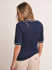 Anthology By JD Williams Blue Premium Contrast Trim Short Sleeve Jumper - Image 2 of 5