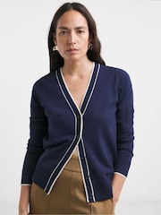 Anthology By JD Williams Blue Contrast Trim Cardigan - Image 1 of 4