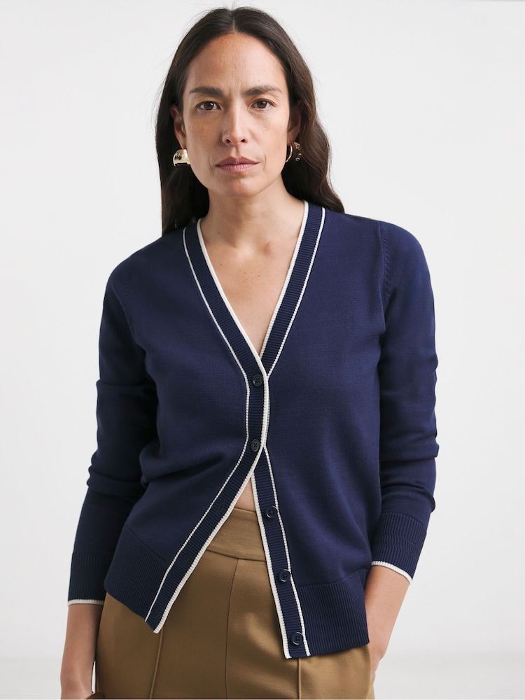 Anthology By JD Williams Blue Contrast Trim Cardigan - Image 1 of 4