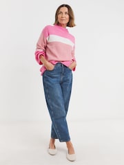 JD Williams Pink Sponge Colour Block Knitted Tunic - Image 1 of 4
