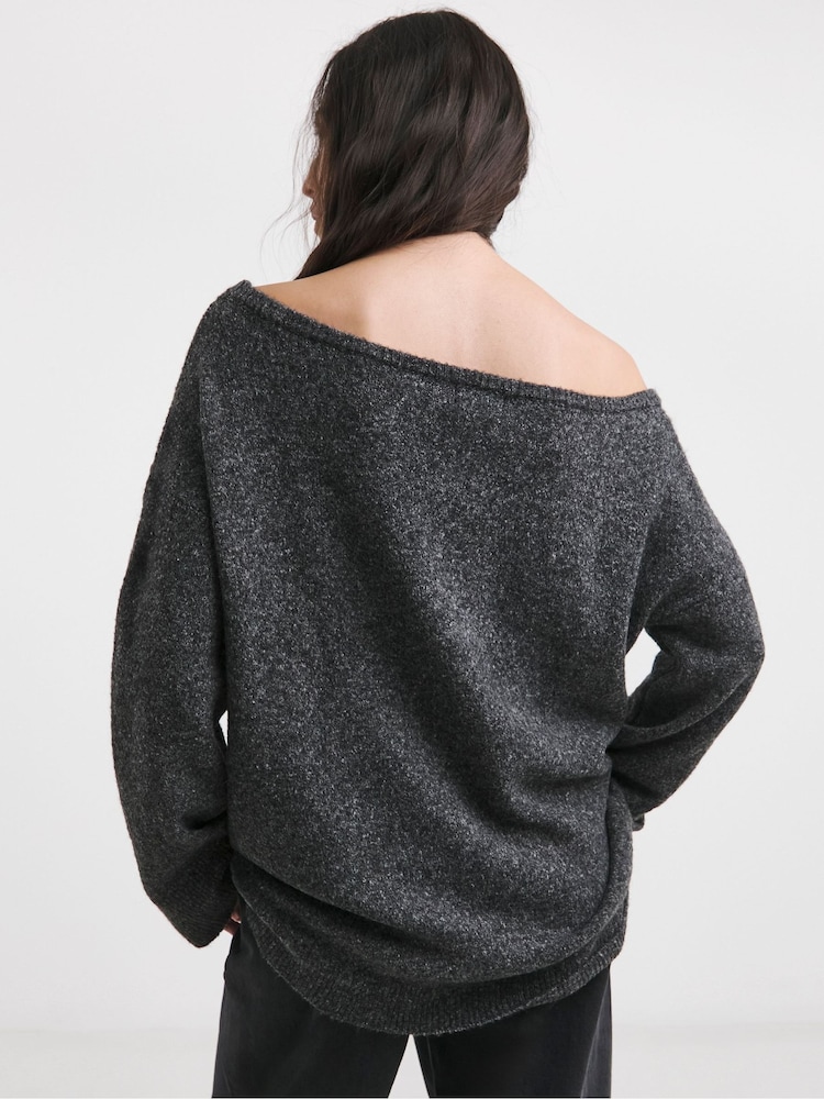 Anthology By JD Williams Grey Premium Off The Shoulder Knitted Tunic - Image 2 of 7