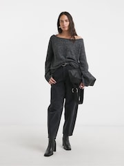Anthology By JD Williams Grey Premium Off The Shoulder Knitted Tunic - Image 4 of 7