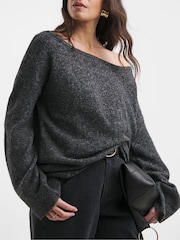 Anthology By JD Williams Grey Premium Off The Shoulder Knitted Tunic - Image 5 of 7