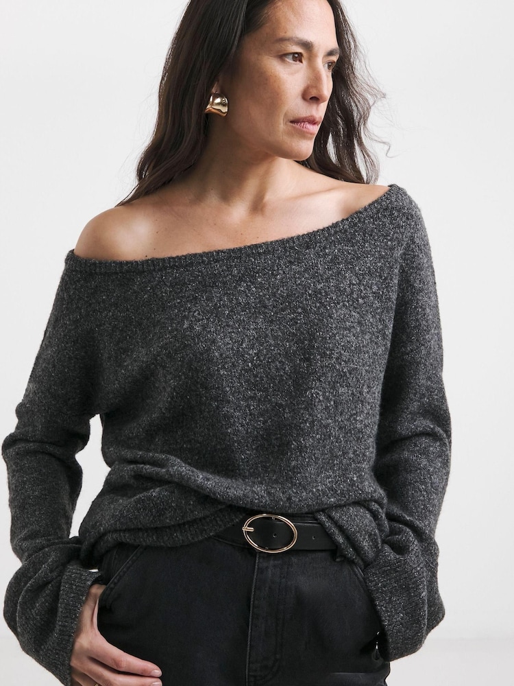 Anthology By JD Williams Grey Premium Off The Shoulder Knitted Tunic - Image 7 of 7