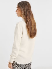 JD Williams White V-Neck Curved Hem Jumper - Image 2 of 6