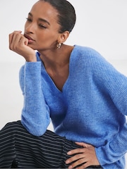 JD Williams Blue Sponge V-Neck Jumper - Image 1 of 4