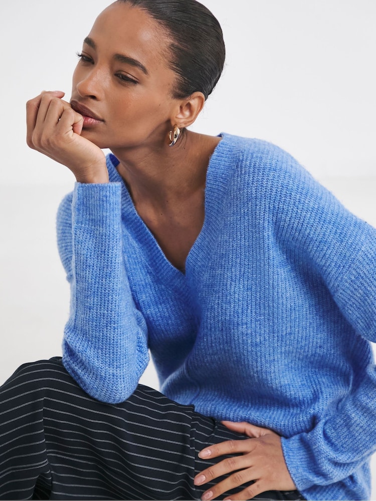 JD Williams Blue Sponge V-Neck Jumper - Image 1 of 4
