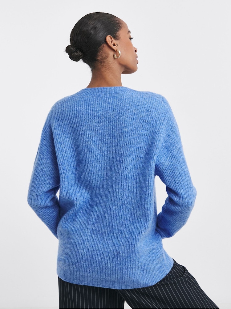 JD Williams Blue Sponge V-Neck Jumper - Image 2 of 4