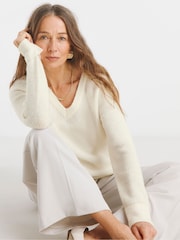 JD Williams Ivory Sponge V-Neck Tunic - Image 1 of 1
