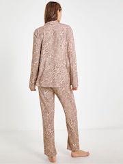 JD Williams Brown Animal Print Button Through Pyjama Set - Image 3 of 4
