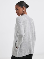JD Williams Grey Sponge Zip Through Cardigan - Image 2 of 4