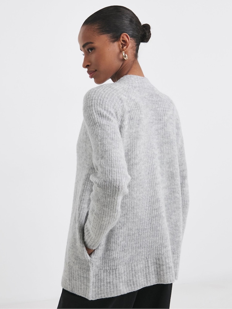 JD Williams Grey Sponge Zip Through Cardigan - Image 2 of 4 JD Williams Grey Sponge Zip Through Cardigan - Image 2 of 4