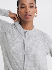 JD Williams Grey Sponge Zip Through Cardigan - Image 3 of 4