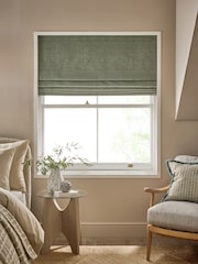 Green Sage Ready Made Blackout Roman Blinds With Heavyweight Chenille - Image 1 of 8