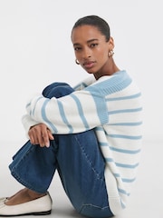 JD Williams Cream Stripe Crew Neck Jumper - Image 5 of 8