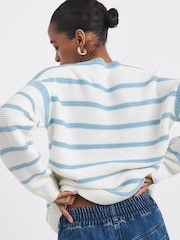 JD Williams Cream Stripe Crew Neck Jumper - Image 6 of 8